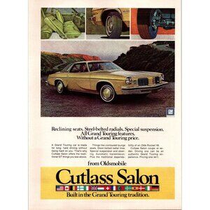 1974 Oldsmobile Olds Curtlass Salon Coupe Vintage Print Ad Coastal Hwy Wall Art